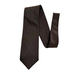 DKNY Men's Silk Tie Brown with Tan Dot